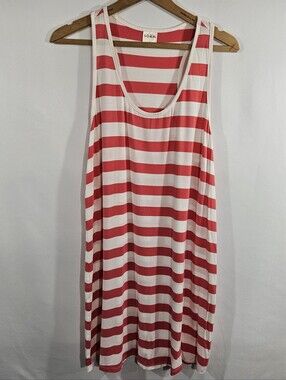 Soma Pink & White Striped Sleeveless Nightgown L